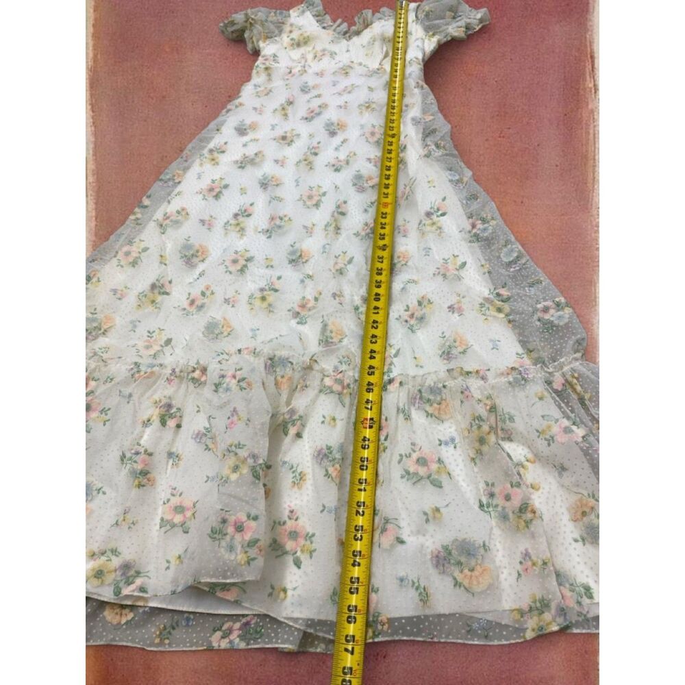 Vintage Garden Party Cottage Antique Style Coquette Feminine Floral Maxi Dress - Picture 7 of 8